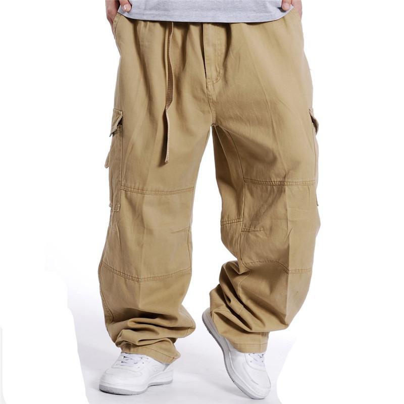 Work Pants - カジュアルパンツ メンズ 大きいサイズ ビッグサイズ ゆったり ゴムウエスト ワイドシルエット カーゴパンツ 多ポケット ワークパンツ ストレート 綿 コットン 春秋 洗濯機可 タウンユース アウトドア ルームウェア対応