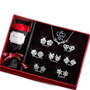 ピアス ネックレス レディース 925純銀 鹿モチーフ セット ライトラグジュアリー 高級感 上品 エレガント 電気メッキ加工 韓国風 春夏 銀色 ブルー かわいい フェミニン