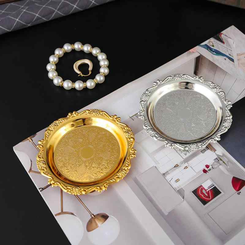 トレイ レトロ アンティーク 金属製 電気メッキ加工 小皿 アロマ キャンドルホルダー ジュエリー アク..