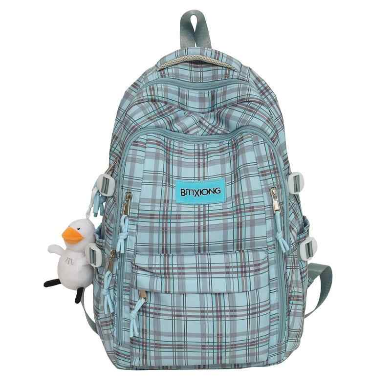 リュックサック レディース 中学生 高校生 大容量 チェック柄 おしゃれ 通学用 負担軽減 ナイロン製 スクール カジュアル バックパック