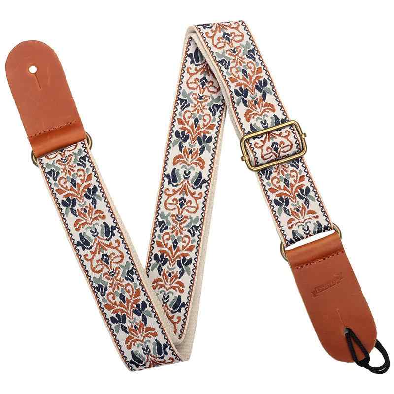 ウクレレ ストラップ 刺繍入り ナイロン レザー製 柔らかな素材 長さ調整可能 ショルダーベルト 斜め掛け 演奏用 楽器 アクセサリー 肩紐
