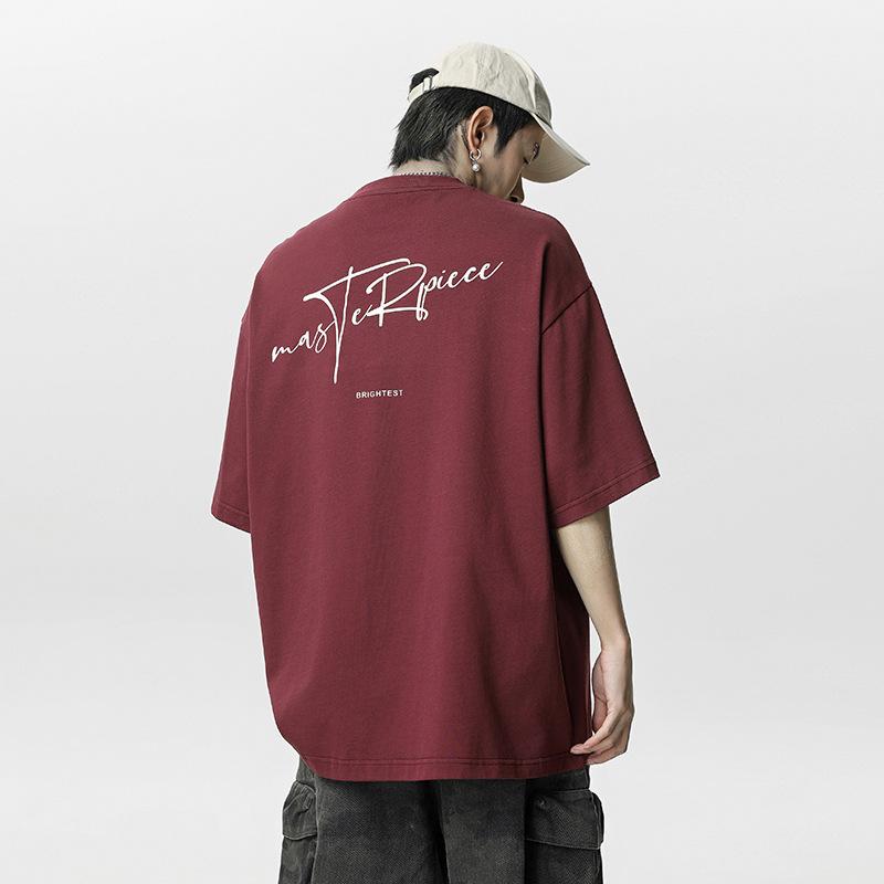 STREET - Tシャツ メンズ 半袖 クルーネック コットン100% レトロ アメリカン ロゴプリント ストリート系 ゆったり オーバーサイズ ビッグシルエット カジュアル 普段着 ルームウェア ペア 春夏