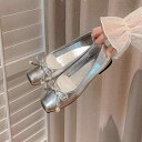 パンプス レディース 春夏 フレンチ マリージェーン フラットシューズ ラウンドトゥ 浅履き 快適な履き心地 やわらかソール シルバー デイリーユース お出かけ...