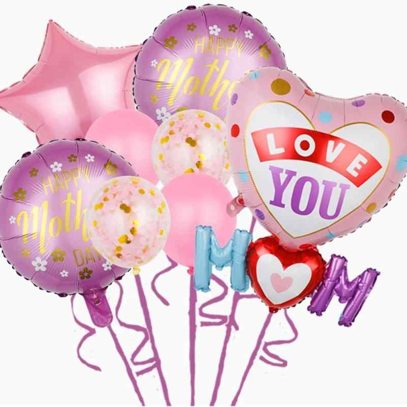バルーン 母の日 お母さんへ I LOVE YOU MOM アルミフィルム ハート型 マカロンカラー 飾り付け デコレーションセット