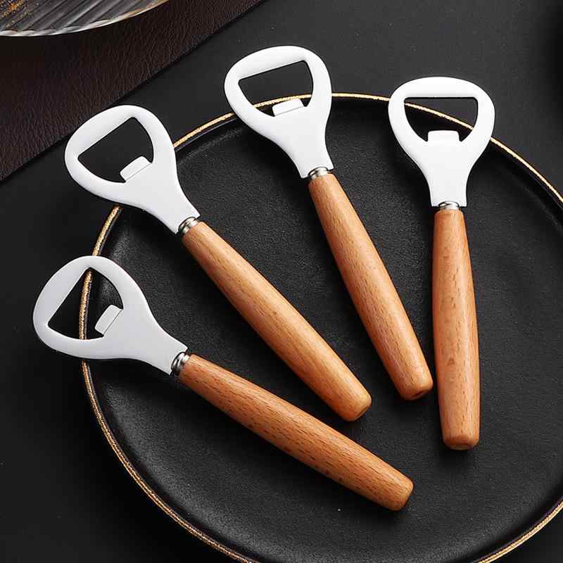 栓抜き ステンレス製 木製グリップ スタイリッシュ おしゃれ 簡単開栓 携帯用 ビール 炭酸飲料 家庭用 ..