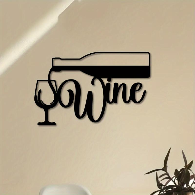 ウォールデコ アイアン メタルサイン バー ワインラック 壁掛け モダン シンプル 幾何学 ブラック イン..