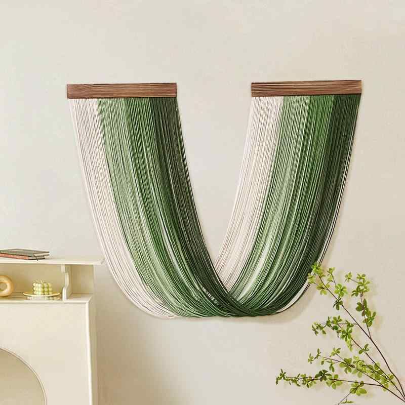 タペストリー カラフル ボヘミアン ウッドプレート タッセル ハンドメイド 編み込み コットンロープ 壁..