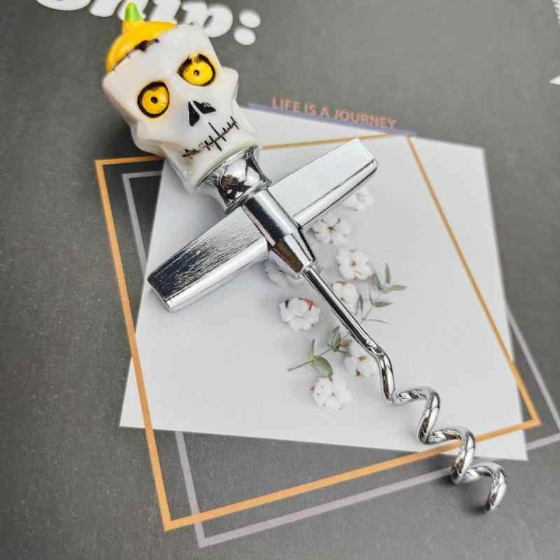 ワインオープナー ハロウィン 白 カボチャ スカル ドクロ T字型ハンドル コルクスクリュー シャンパン..