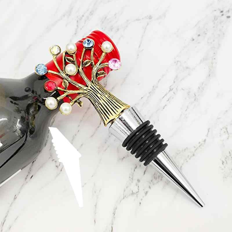 ワインストッパー ゴールド ジルコニア パール ツリーデザイン おしゃれ モダン アルミ合金製 高分子素..