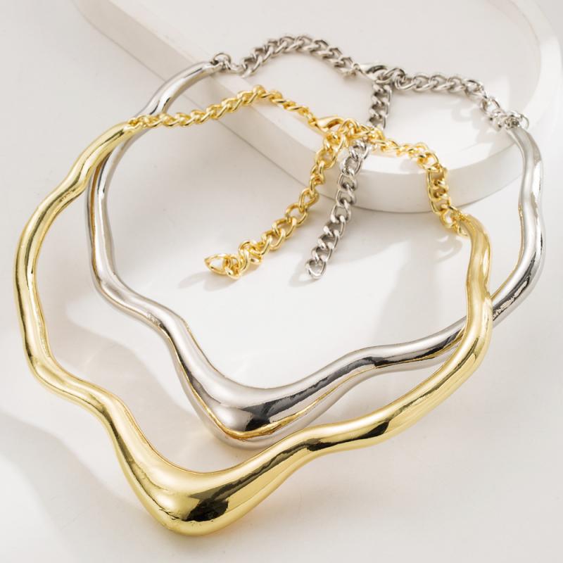 ネックレス レディース 欧米風 液体金属 不規則 アシンメトリー 個性的 幾何学 サークル シンプルデザ..