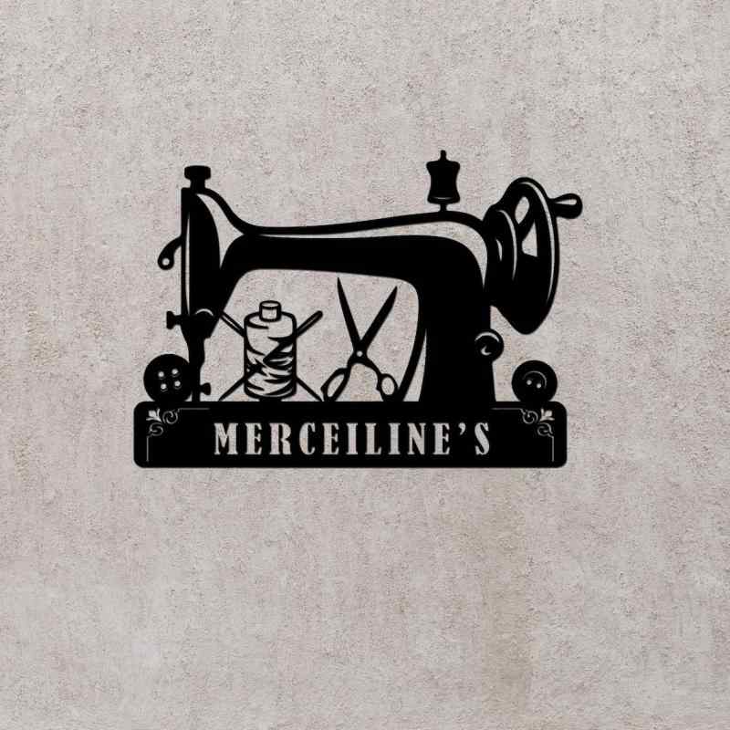 ウォールデコレーション メタル製 レーザーカット ミシンモチーフ 壁飾り ユニークな ウォールアート ..