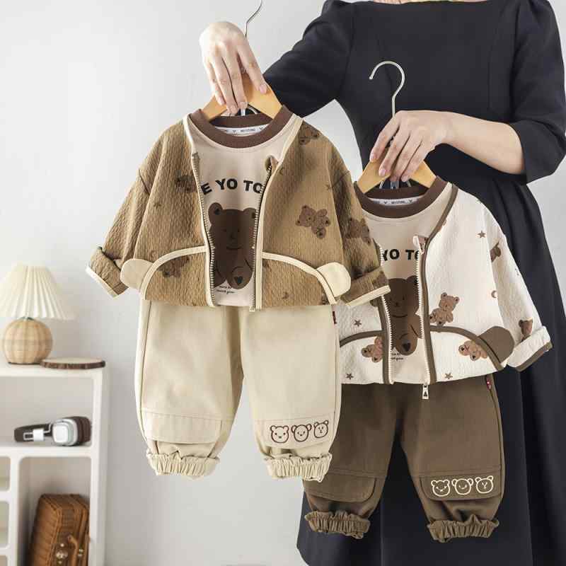 キッズ 男の子 ベビー服 幼児服 春秋 セットアップ 上下セット 綿100% 柔らかい肌触り 長袖 ジップアッ..