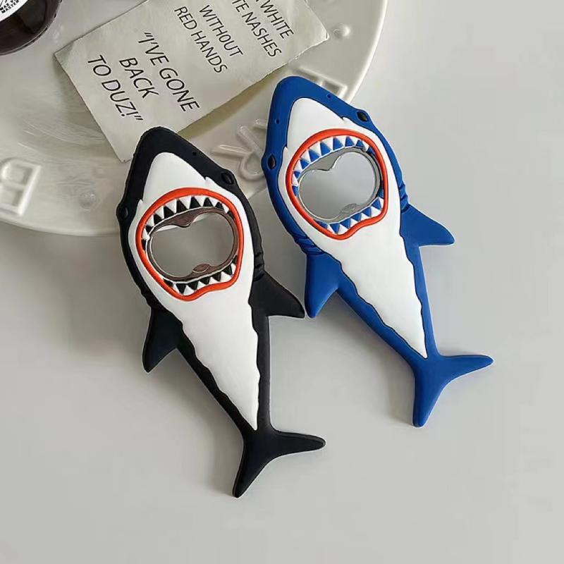 栓抜き ボトルオープナー おしゃれ ユニーク サメ ビール 強力マグネット ソフトラバー 冷蔵庫マグネッ..