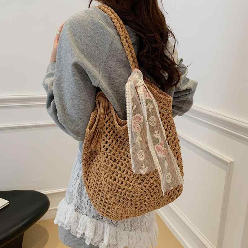 バッグ レディース トートバッグ ショルダーバッグ 大容量 編み込み 透かし ルーズスタイル カジュアル..