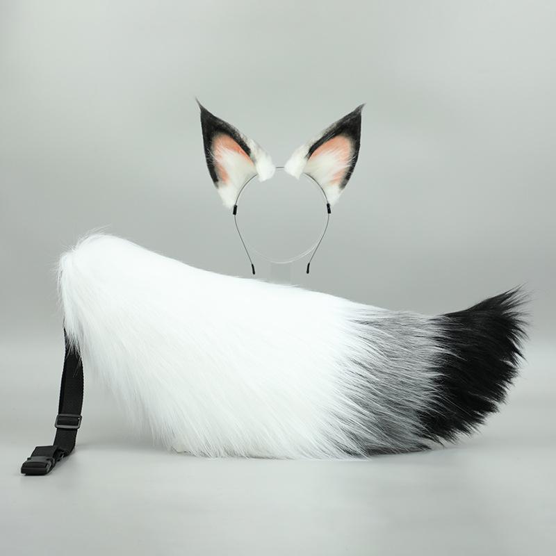 ハンドメイド ふわふわ もこもこ コスプレ 大人用 狐耳 カチューシャ 狐のしっぽ テール 髪飾り 衣装小物 なりきり 日系アニメ イベント 仮装 セット