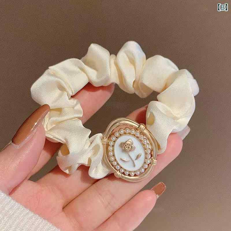 ヘアアクセサリー レディース 女性用 高弾力 高級感 パール チューリップ 花モチー...