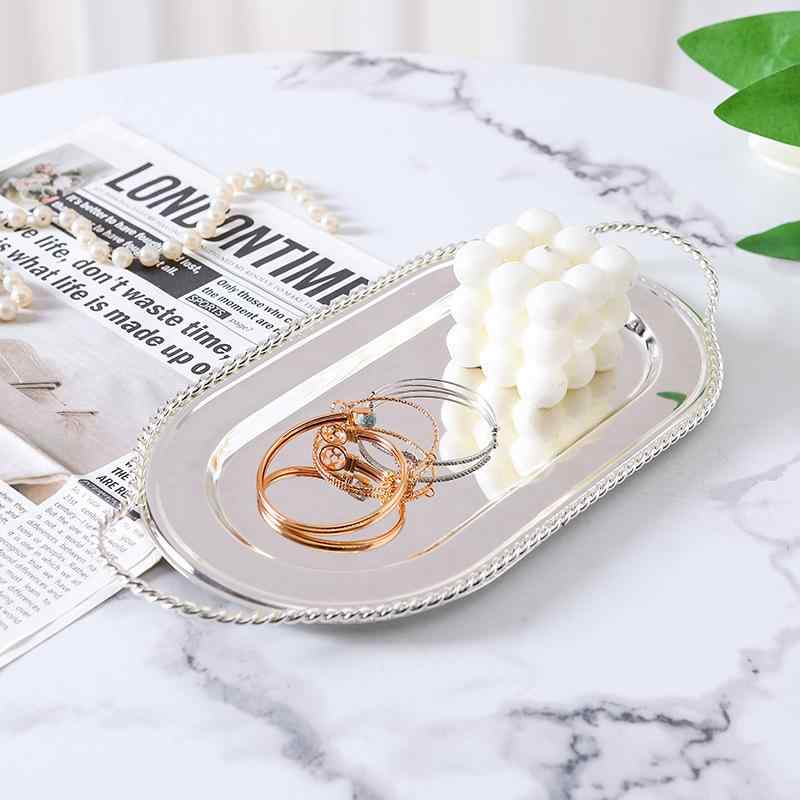 楽天モズラボトレイ アクセサリー収納 ディスプレイ 高級感 ライトラグジュアリー ヨーロピアン アイアン製 電気メッキ加工 楕円形 小物入れ リビング 玄関 デスク デザート フルーツ お菓子 撮影小物