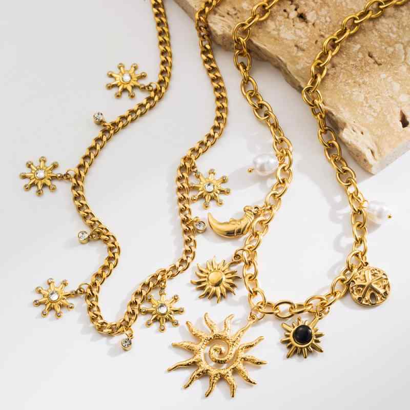 ネックレス レディース 韓国風 おしゃれ 上品 高級感 クール シンプル 個性的 チタン合金製 ひまわり ..