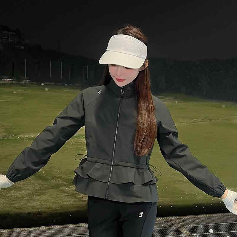ゴルフ レディース 春夏 ウエストシェイプ 細見え 長袖 ジャケット アウター 韓国風 おしゃれ スポーツ..