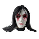 コスプレ マスク 男女兼用 ハロウィン ホラー お化け屋敷 密室脱出 NPC 仮装 貞子 怖い顔 鬼顔 黒髪 流血 イベント パーティー グッズ