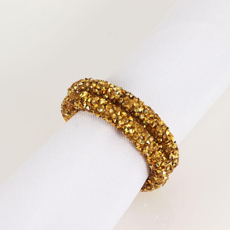 ナプキンリング ジルコニア装飾 亜鉛合金製 電気メッキ加工 イエローカラー 西洋風 おしゃれ 結婚式 披露宴 宴会 パーティー ホテル テーブルコーディネート ナプキンバックル(x6)