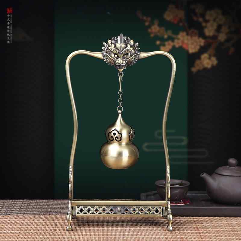 香炉 倒流香 渦巻き線香 三角香 対応 吊り下げ式 塔型 家庭用 室内 インテリア 中華風 アンティーク調 レトロ 合金製 電気メッキ加工 置物