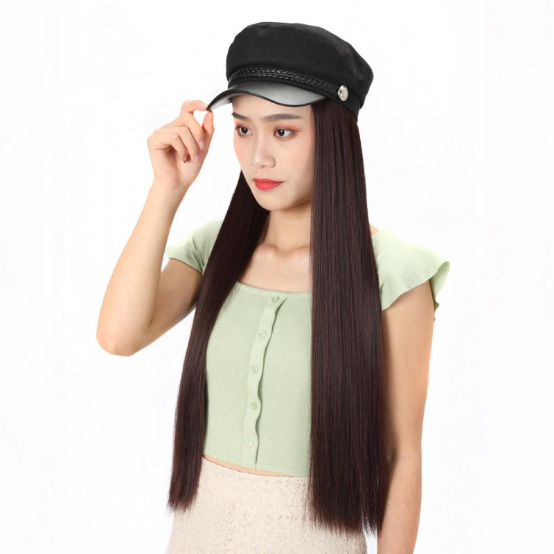 ウィッグ レディース マリンキャップ一体型 ロングストレート 耐熱ファイバー 簡単装着 自然な髪色 ボリュームアップ 高品質 人工毛 アイロン対応