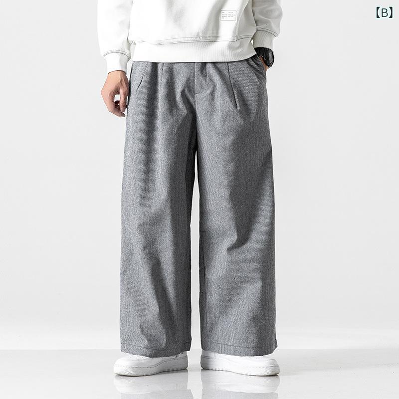 カジュアルパンツ メンズ 落ち感 ドレープ ゆったり 綿麻 リネン ワイド フレア サルエル シワになりにくい 長パンツ 大きいサイズ ビッグサイズ 秋 部屋着 ルームウェア 3