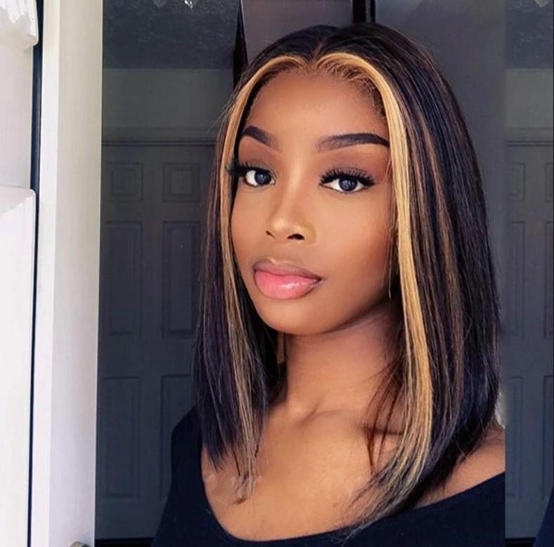 ウィッグ レディース 耐熱ファイバー 欧米風 ミディアムショート ボブ センターパート 小顔効果 ブリー..