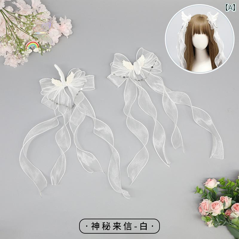 ヘアクリップ 男女兼用 レース 手作り 天使の羽 エンジェルウィング かわいい Y2K ロリータ ゴシック サブカル系 ストリート系 ツインテール サイドクリップ ダッカールクリップ ヘアアクセサリー 秋冬の商品画像 2