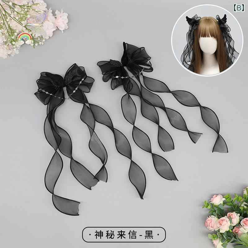 ヘアクリップ 男女兼用 レース 手作り 天使の羽 エンジェルウィング かわいい Y2K ロリータ ゴシック サブカル系 ストリート系 ツインテール サイドクリップ ダッカールクリップ ヘアアクセサリー 秋冬の商品画像 3