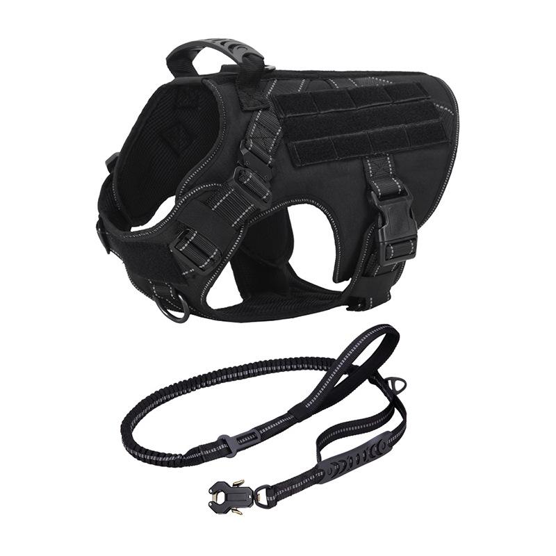 犬用ハーネス ナイロン製 伸縮性 反射材付き ベスト型 胴輪 リードセット アウトドア 夜間散歩 トレー..