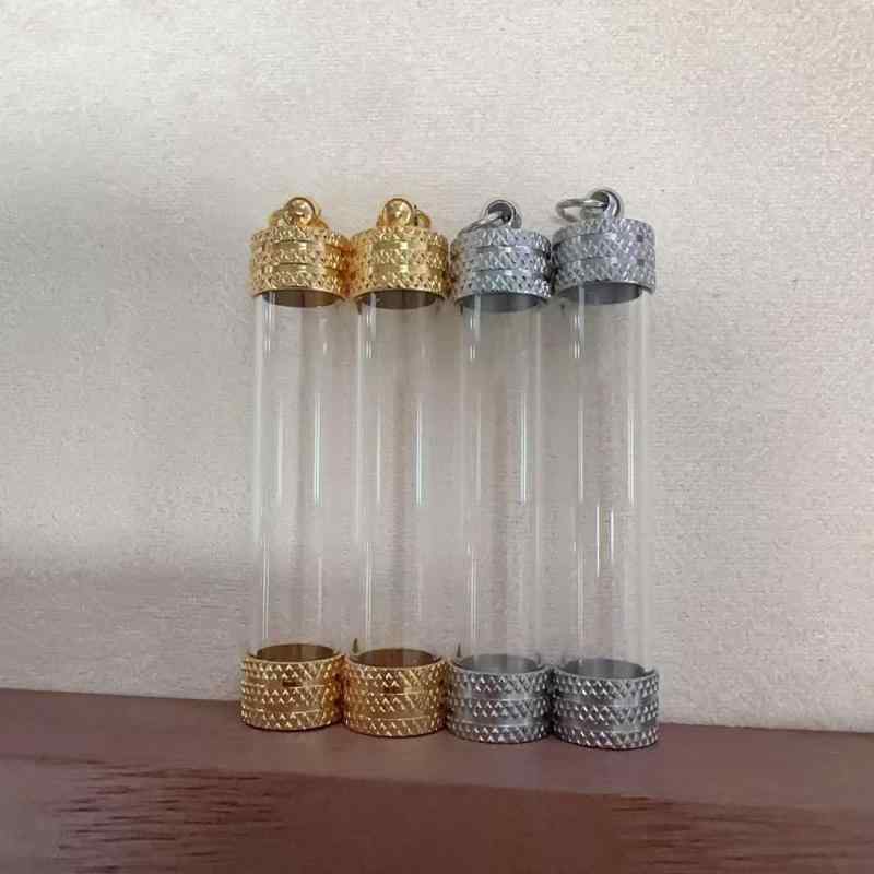 ネックレス 銅製 電気メッキ加工 タイ仏像モチーフ 舎利塔デザイン 透明 ガウ容器 お守り収納 ペンダン..