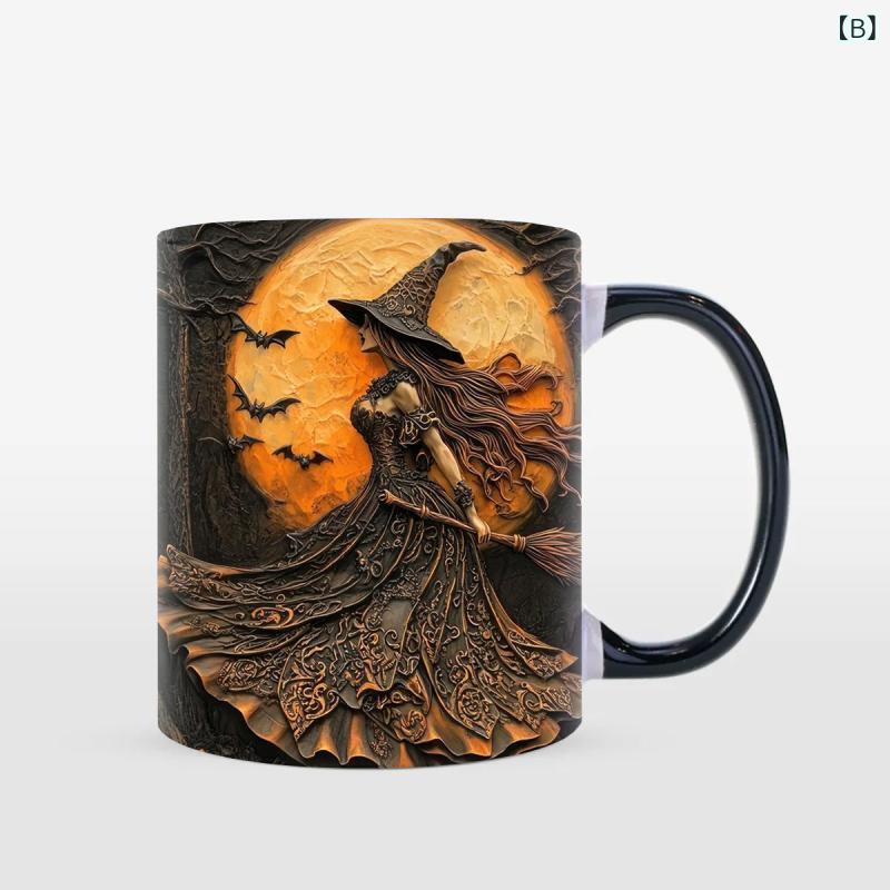 マグカップ 3D 立体 魔女デザイン ハロウィン コーヒー ティーカップ 陶器製 セラミック 大容量 おしゃれ かわいい ユニーク 個性的 男女兼用の商品画像 3
