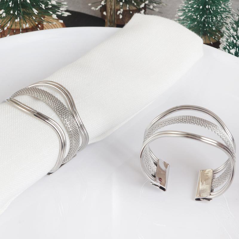 ナプキンリング 金属製 編み込み 開口 高級感 亜鉛合金製 電気メッキ加工 シルバーカラー 西洋風 婚礼用 パーティー ホテル テーブル装飾 来客用 おもてなし エレガント テーブルコーディネート イベント(x6)