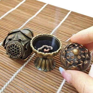 香炉 透かし彫り 蓮の花 小型 瑞雲 三本足 博山炉 宝蓮灯デザイン 合金製 電気メッキ加工 和風 仏具 お香立て アロマ 瞑想 癒し グッズ