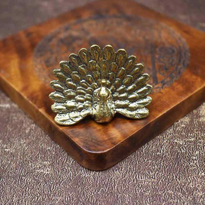 置物 真鍮 クジャク 開屏 銅像 デスクトップ オフィス インテリア 卓上 オブジェ アンティーク調 古銅..