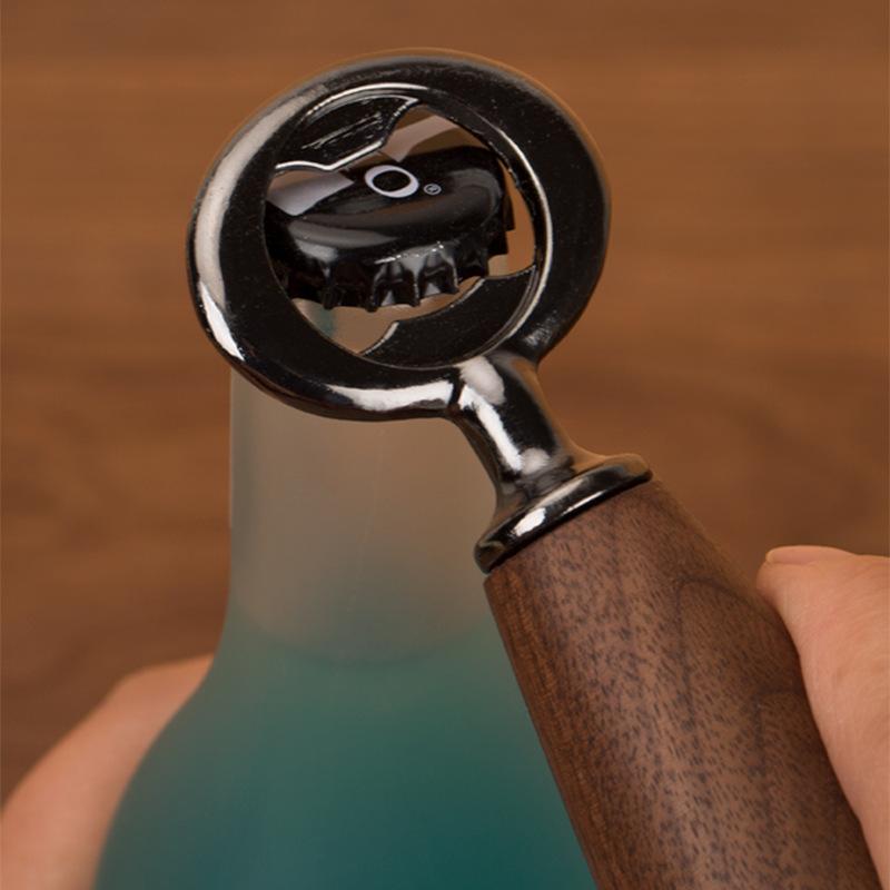 栓抜き ボトルオープナー ブラックウォールナット材 無垢材ハンドル 天然木製グリップ 家庭用 ビール ..