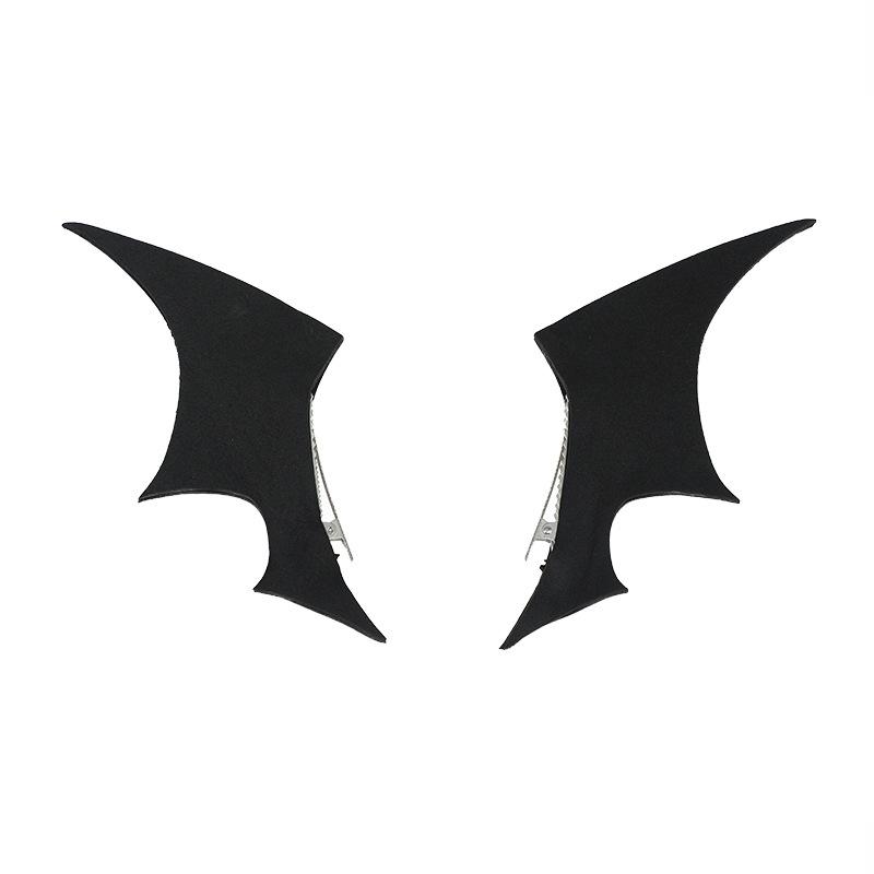 ヘアクリップ 男女兼用 アニメ クルル・ツェペシ 蝙蝠 コウモリ 獣耳 ハロウィン コスプレ ハンドメイド ダーク系 ゴシック サブカルチャー EVA素材 2個セット ブラック レッド