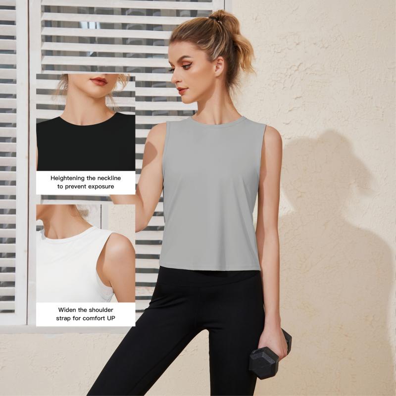 ヨガウェア レディース 接触冷感 吸汗速乾 素肌感 ストレッチ ランニング フィットネス ダンス スポーツ ノースリーブ タンクトップ ゆったり トップス カバーアップ 普段使い 春夏