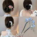 髪飾り レディース 高級感 エレガント 中華風 U字型 パール ローズ タッセル 猫目石 フラワー かんざし まとめ髪 アップヘア 漢服スタイル おしゃれ ヘア...