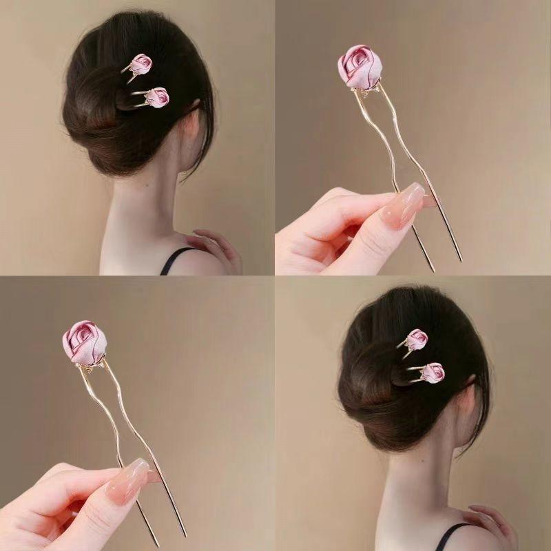 かんざしヘアアクセレディースコスプレバラ薔薇フラワーモチーフ闇可愛い洋風おしゃれ かんざしヘアアクセレディースコスプレバラ薔薇フラワーモチーフ