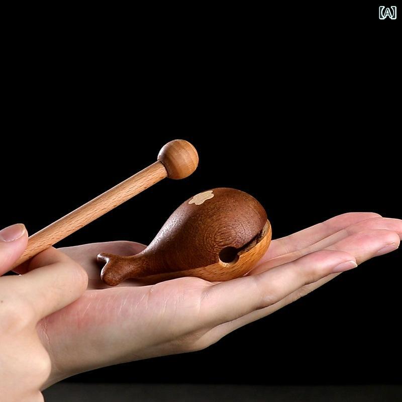 木魚 クジラデザイン かわいい 木製 木彫り デスクワーク オフィス 集中力 ストレス解消 瞑想 リラックス 癒やしアイテム 置物 オブジェ インテリア [2]