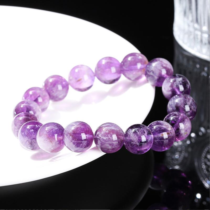ブレスレット 天然石 アメジスト ウルグアイ産 ディープパープル 深みのある紫色 パワーストーン ハンドメイド 数珠 一連 8mm 10mm 開運 厄除け シンプル カジュアル