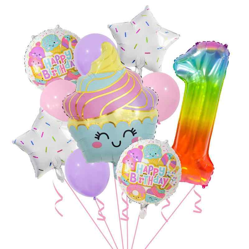 バルーン ベビー 男の子 女の子 誕生日 ベビーシャワー 数字セット 星空ゼリーデザイン アイスクリームモチーフ ホイルバルーン パーティー イベント 記念日 ...