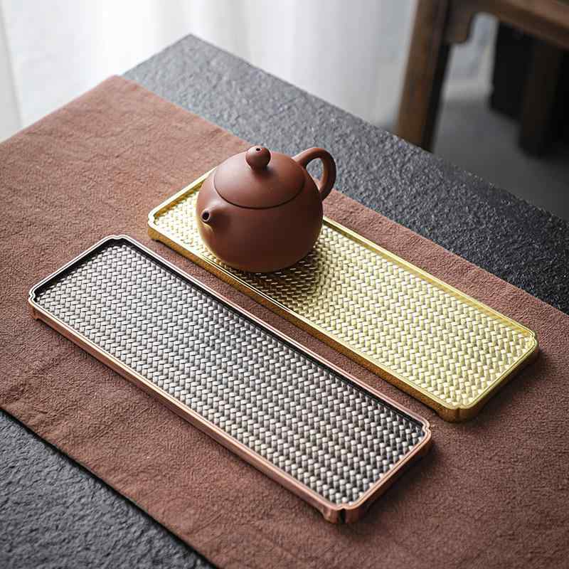 茶盤 乾式 水切り レトロ アンティーク調 竹編み 合金製 小型 コンパクト おしゃれ 茶托 カップトレイ お盆 茶道具 ティータイム