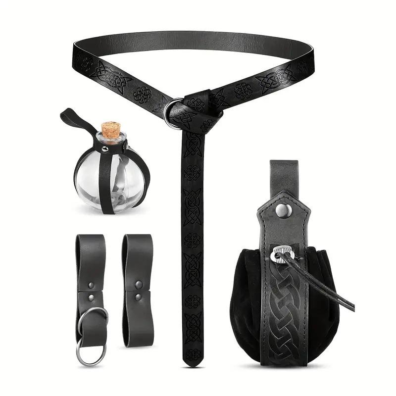楽天モズラボボトルポーチ 中世 騎士 コスプレ イベント 携帯用 魔法球体ガラス薬瓶 コルク栓 ベルトクリップ式 ウエストポーチ アウトドア 小物入れ ブラック ブラウン メンズ レディース