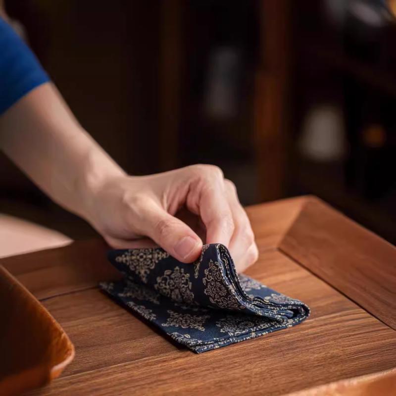 茶巾 吸水 速乾 ダブルレイヤー ミニ コンパクト 耐熱 断熱 茶器手入れ 拭き取り 茶盆マット 個人用 一人用 和風モダン おしゃれ 布製 ファブリック 玉兎 雛菊 花柄 おもてなし 来客用