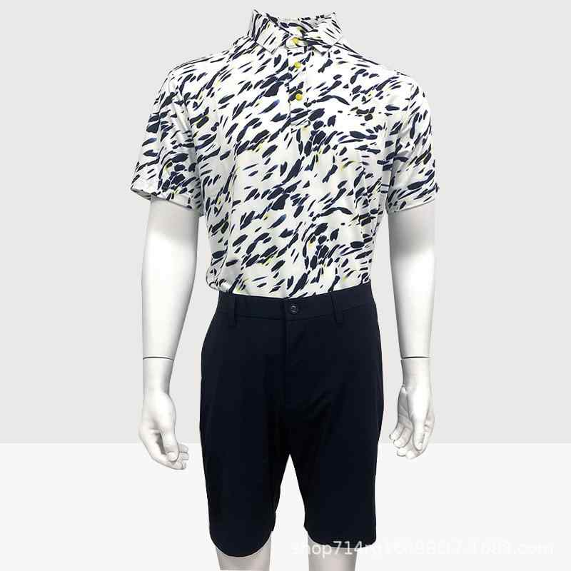 ポロシャツ メンズ 男性用 ゴルフ ゴルフウェア シームレス 圧着加工 半袖 花柄 吸汗速乾 接触冷感 ノ..