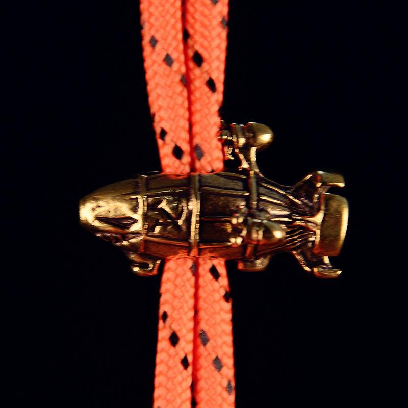 チャーム アウトドア EDC 手作り 真鍮 白銅 ヴィンテージ 欧風 宇宙船 ナイフ パラコードストラップ 個性派 DIY 指掛けペンダント